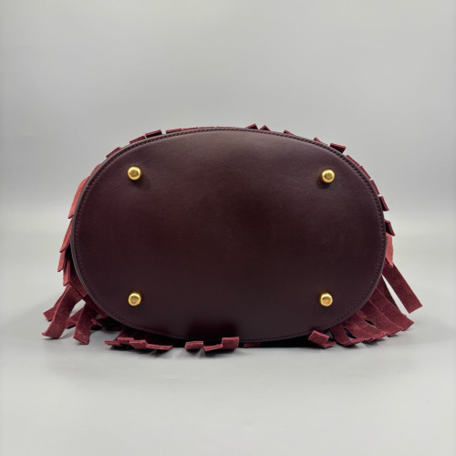 Burberry Bucket Suede Calfskin Burgundy Brown Burgundy