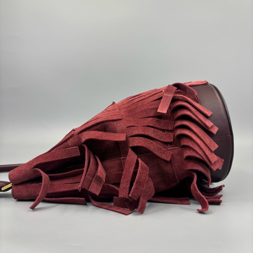 Burberry Bucket Suede Calfskin Burgundy Brown Burgundy
