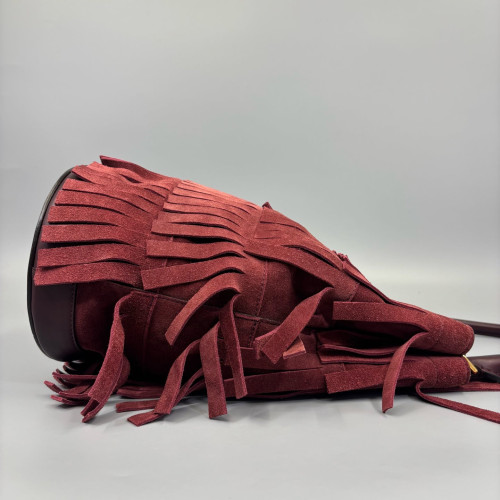 Burberry Bucket Suede Calfskin Burgundy Brown Burgundy