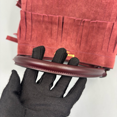 Burberry Bucket Suede Calfskin Burgundy Brown Burgundy