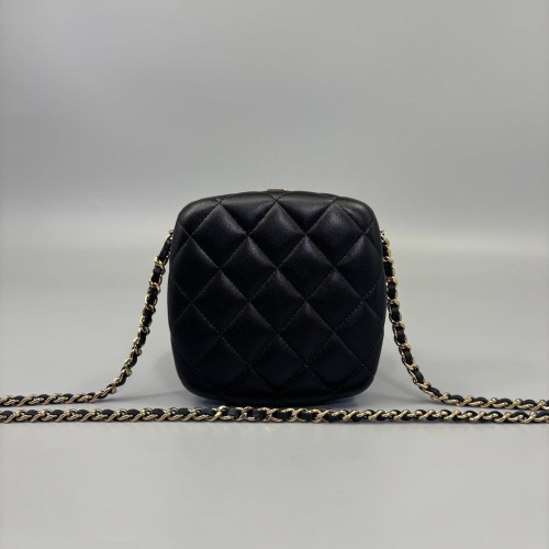 Chanel Quilted Compact Vanity Case Calfskin Black