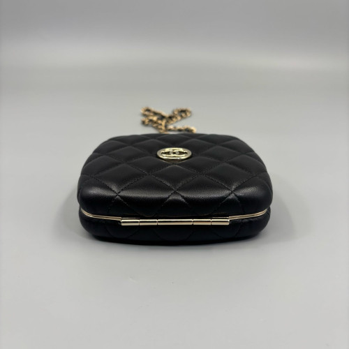 Chanel Quilted Compact Vanity Case Calfskin Black