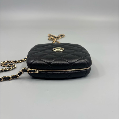 Chanel Quilted Compact Vanity Case Calfskin Black