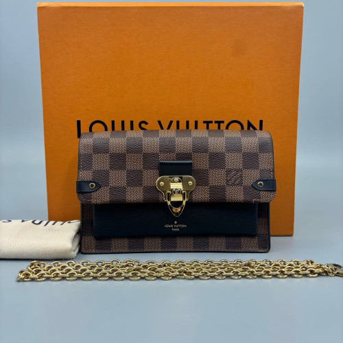 Louis Vuitton Vavin Chain Wallet Damier Ebene Brown