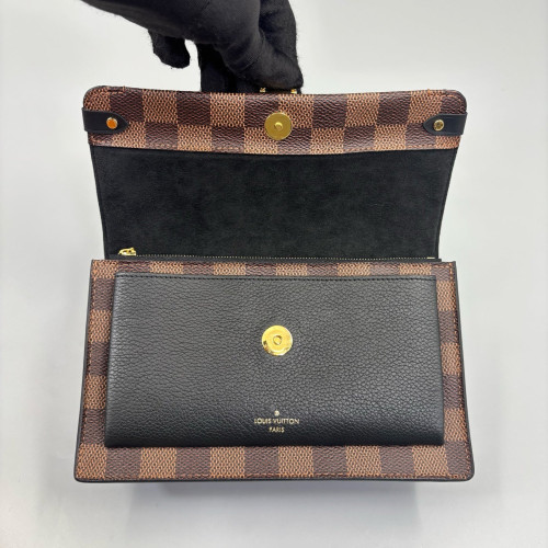 Louis Vuitton Vavin Chain Wallet Damier Ebene Brown