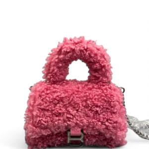 Balenciaga Hourglass Top Handle Mini Bouclette Pink