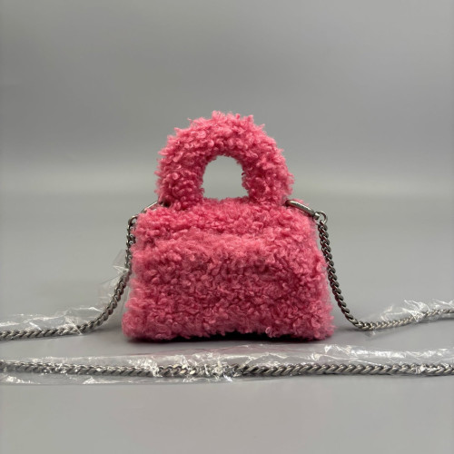 Balenciaga Hourglass Top Handle Mini Bouclette Pink