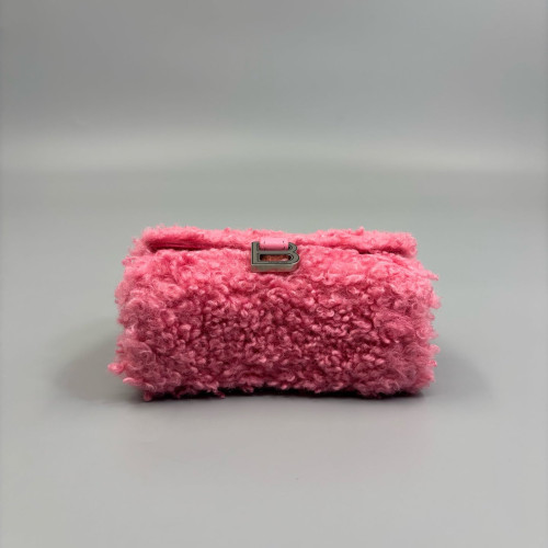Balenciaga Hourglass Top Handle Mini Bouclette Pink