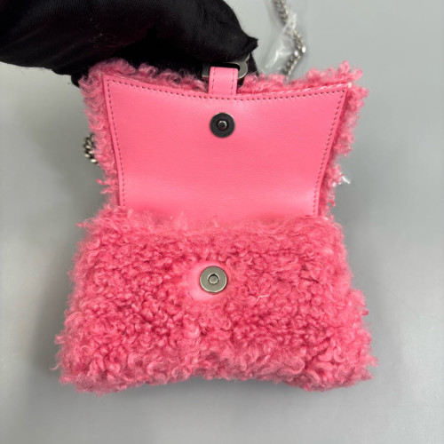 Balenciaga Hourglass Top Handle Mini Bouclette Pink