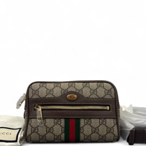 Gucci Small Ophidia Belt Bag GG Supreme Monogram Beige Brown Green