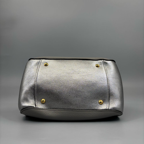 Miu Miu Two-Way Bag Grained Calfskin Silver