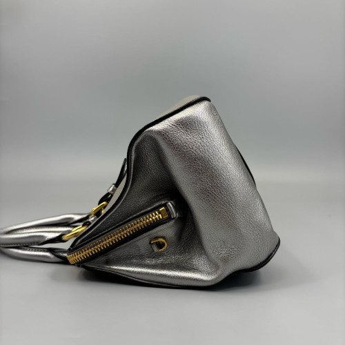 Miu Miu Two-Way Bag Grained Calfskin Silver