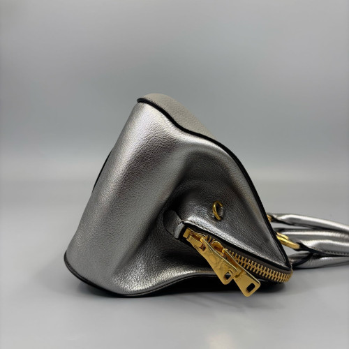 Miu Miu Two-Way Bag Grained Calfskin Silver
