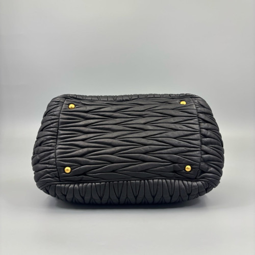 Miu Miu Two-Way Bag Crumpled Lambskin Black