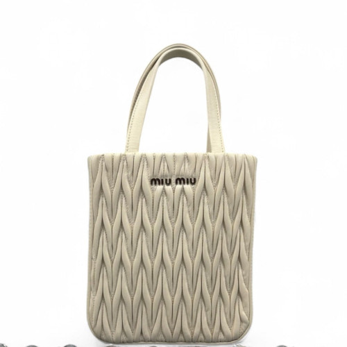 Miu Miu Sac Plat Crumpled Lambskin White