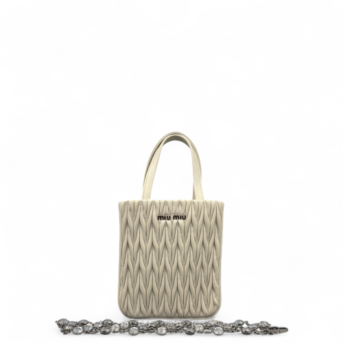 Miu Miu Sac Plat Crumpled Lambskin White