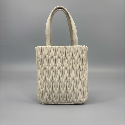 Miu Miu Sac Plat Crumpled Lambskin White