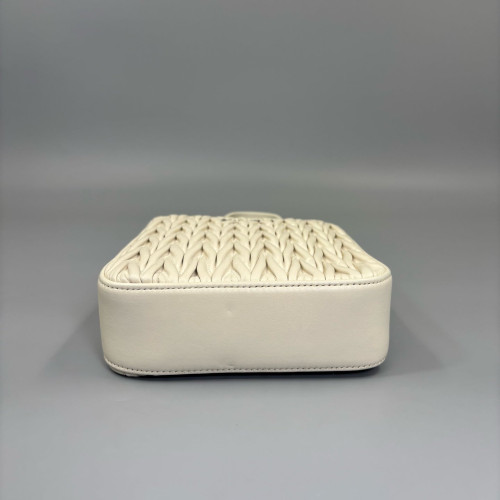 Miu Miu Sac Plat Crumpled Lambskin White