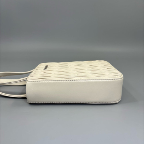Miu Miu Sac Plat Crumpled Lambskin White