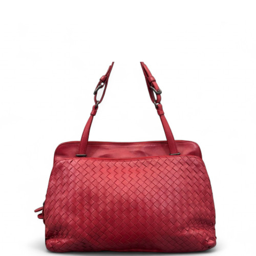Bottega Veneta Shoulder Bag Calfskin Intrecciato Red