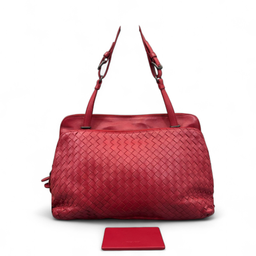 Bottega Veneta Shoulder Bag Calfskin Intrecciato Red