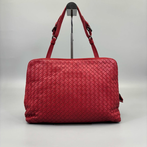 Bottega Veneta Shoulder Bag Calfskin Intrecciato Red