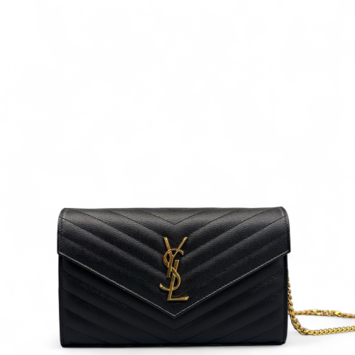 Yves Saint Laurent Envelope Wallet On Chain Caviar Black