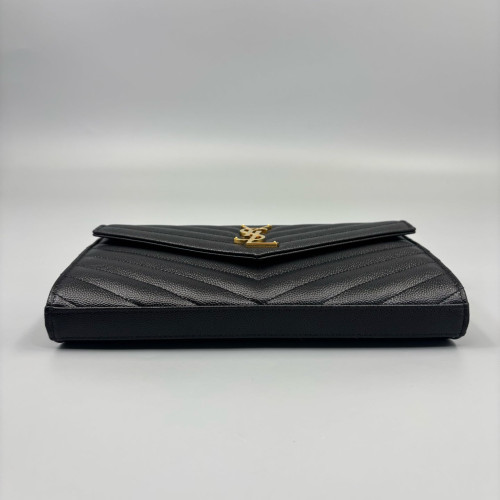 Yves Saint Laurent Envelope Wallet On Chain Caviar Black