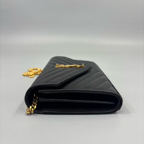 Yves Saint Laurent Envelope Wallet On Chain Caviar Black