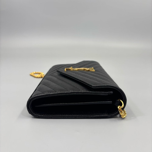 Yves Saint Laurent Envelope Wallet On Chain Caviar Black