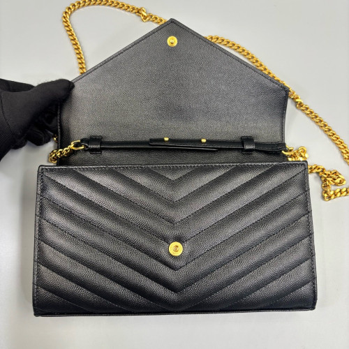 Yves Saint Laurent Envelope Wallet On Chain Caviar Black