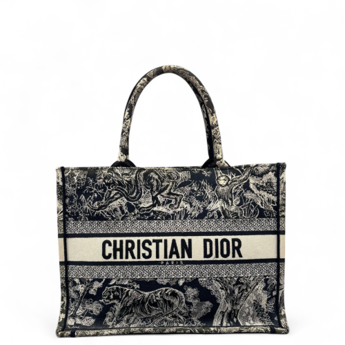 Dior Medium Book Tote Canvas Beige Navy