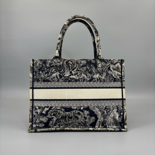 Dior Medium Book Tote Canvas Beige Navy