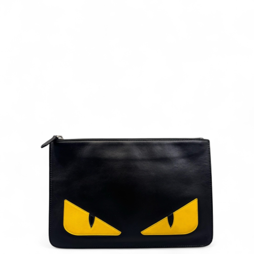 Fendi Bill Pouch Calfskin Black Yellow