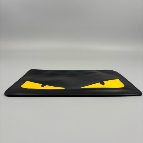Fendi Bill Pouch Calfskin Black Yellow