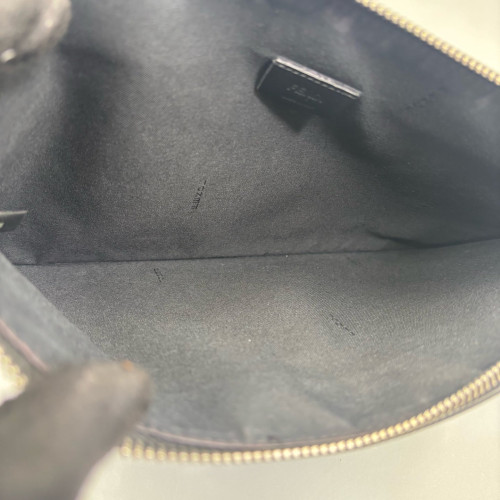 Fendi Bill Pouch Calfskin Black Yellow