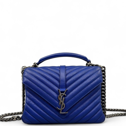 Yves Saint Laurent Medium College Calfskin Royal Blue