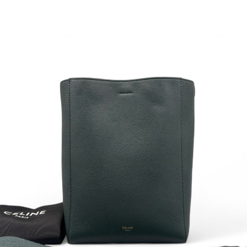 Celine Sangle Small Bucket Bag Grained Calfskin Dark Green