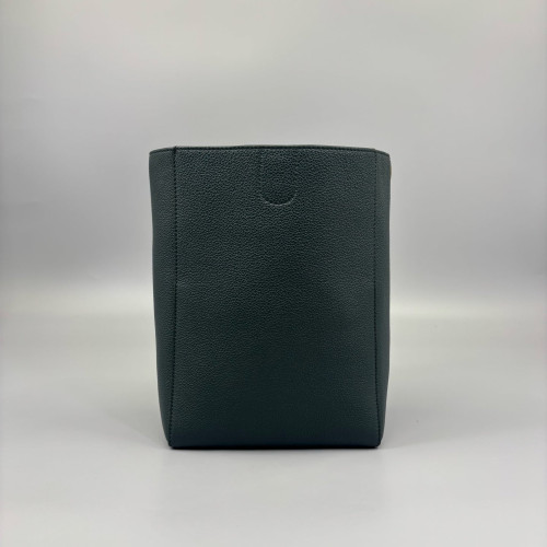 Celine Sangle Small Bucket Bag Grained Calfskin Dark Green