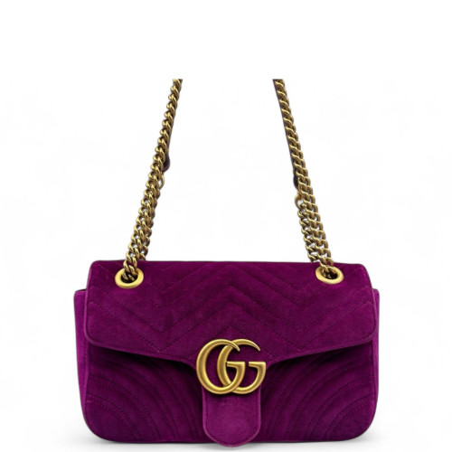 Gucci Matelasse Small GG Marmont Velvet Purple