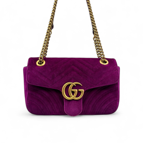 Gucci Matelasse Small GG Marmont Velvet Purple