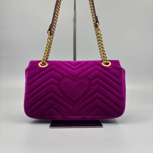 Gucci Matelasse Small GG Marmont Velvet Purple