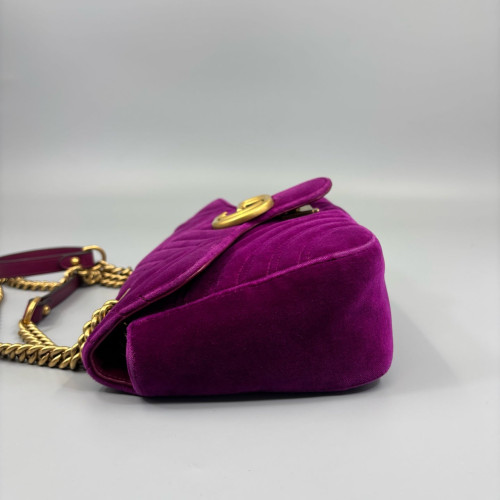 Gucci Matelasse Small GG Marmont Velvet Purple