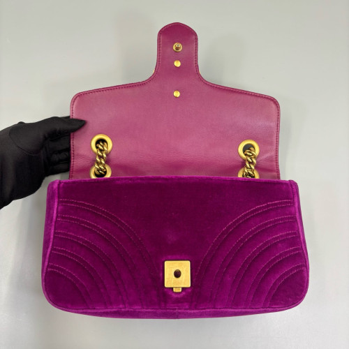 Gucci Matelasse Small GG Marmont Velvet Purple