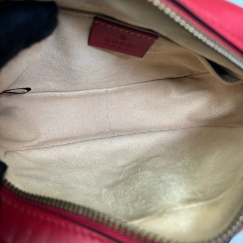 Gucci Matelasse Mini GG Marmont Chain Shoulder Bag Calfskin Red