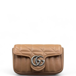 Gucci Matelasse Super Mini GG Marmont Calfskin Brown Gucci Matelasse Super Mini GG Marmont Calfskin Brown
