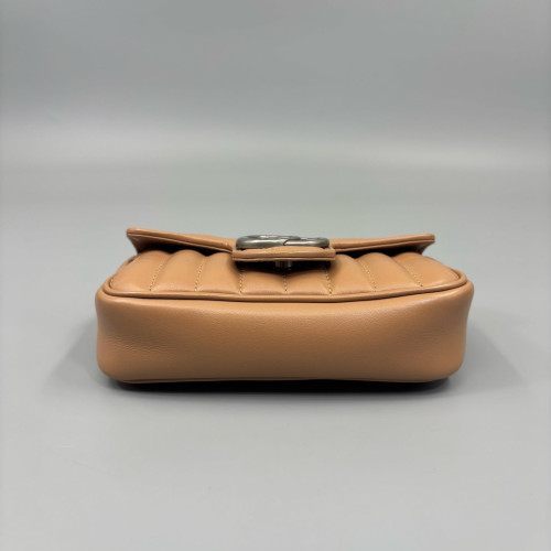 Gucci Matelasse Super Mini GG Marmont Calfskin Brown
