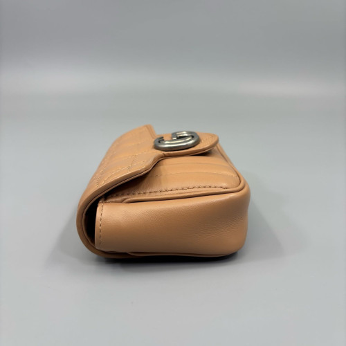 Gucci Matelasse Super Mini GG Marmont Calfskin Brown