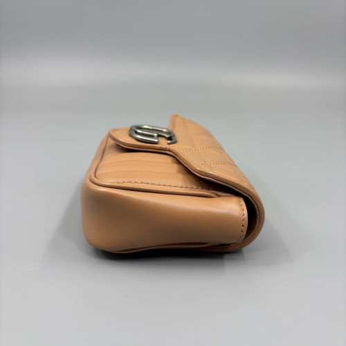 Gucci Matelasse Super Mini GG Marmont Calfskin Brown