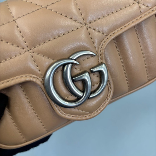 Gucci Matelasse Super Mini GG Marmont Calfskin Brown
